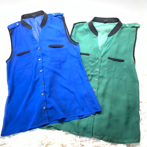 2 tops (blue and green polyester tanks) - Picture 2 of 10